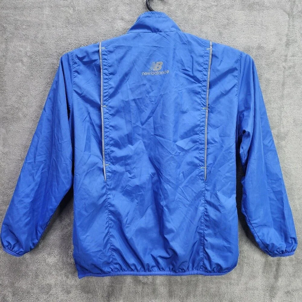 Mens New Balance Blue Full Zip Windbreaker Jacket Long Sleeve Polyester Size L